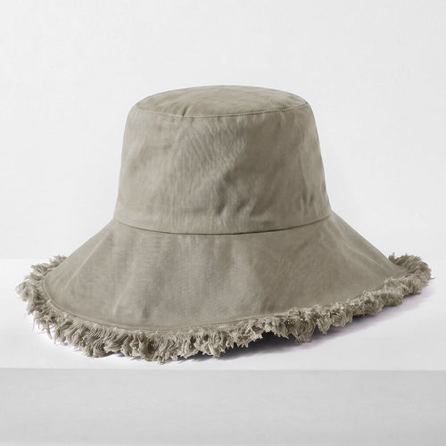 Frayed Cotton Bucket Hat for Summer – Stylish Casual Cotton Sun Hat
