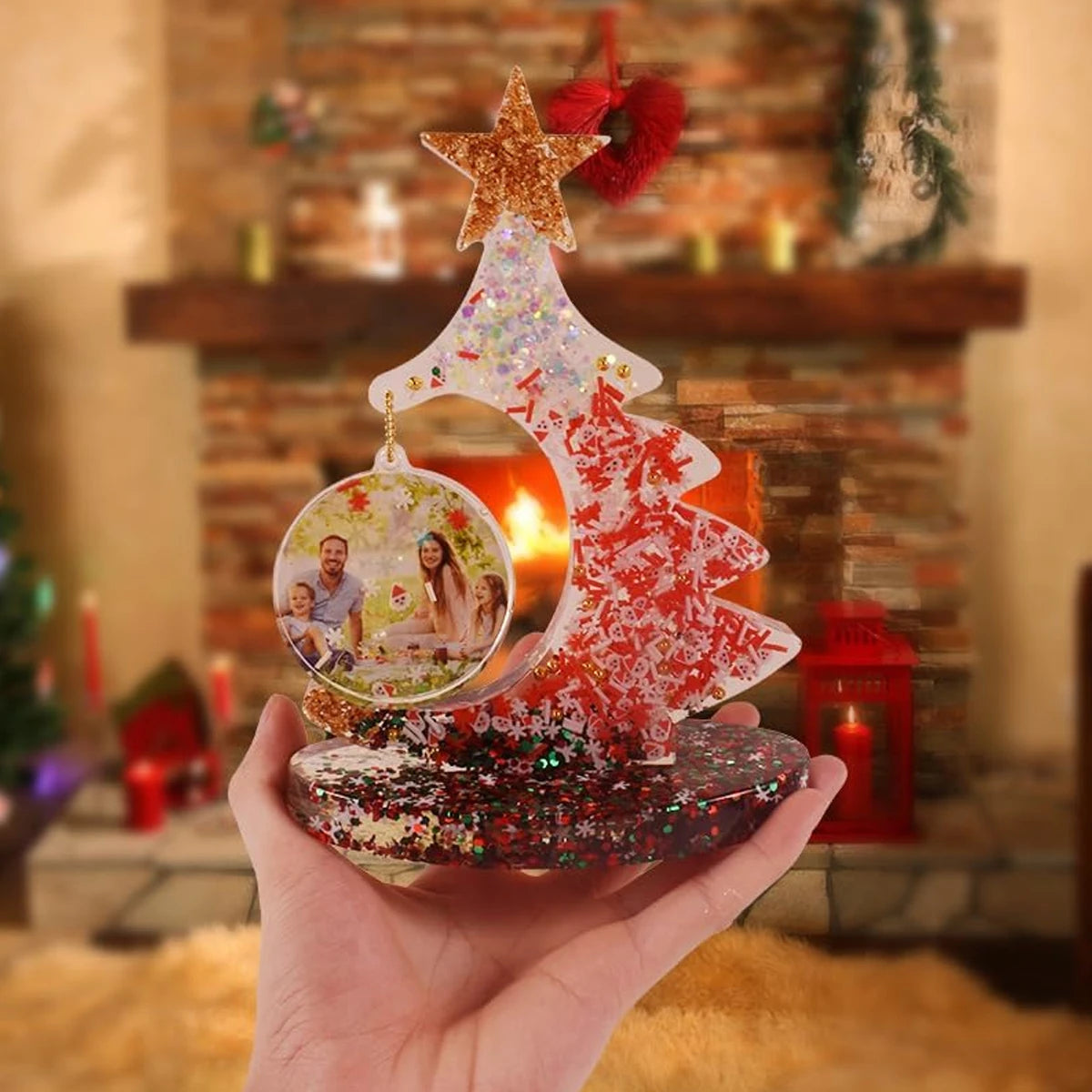 DIY Christmas Tree Photo Frame Making Tools - Crystal Resin Epoxy Craft Casting Molds Silicone Handmade Home Decoration Crafts