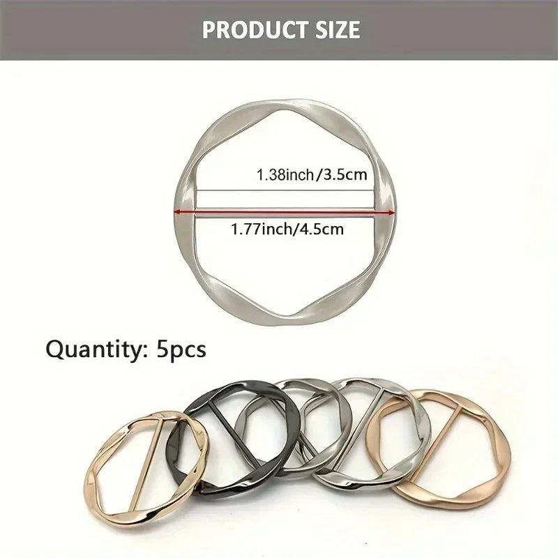 5pcs Fashion Metal Round Circle Clip Buckle Shawl T-Shirt Tie Clip Brooch Waist Buckle Versatile Clothing Ring Wrap Holder