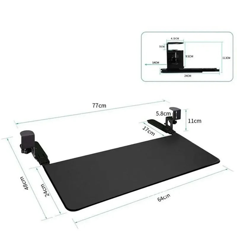 Keyboard Bracket Punch-Free Sturdy Clamp-On Slide Rail Keyboard Tray Under Desk Clip Table Mount Drawer Mouse Storage Rack