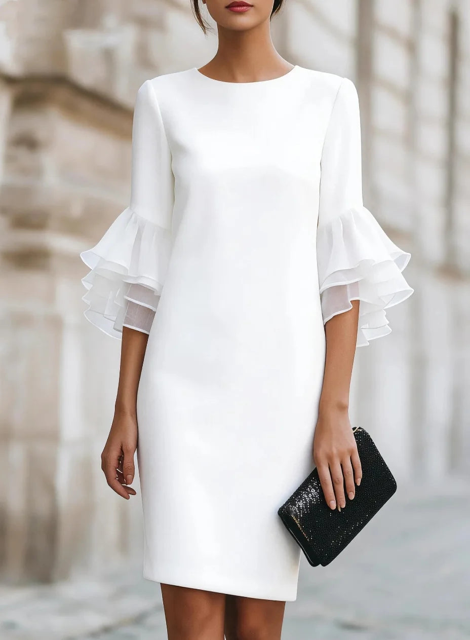 Elegant Ruffle Sleeve Midi Dress Women Slim Fit Bodycon Party Wedding Guest Formal Evening Gown