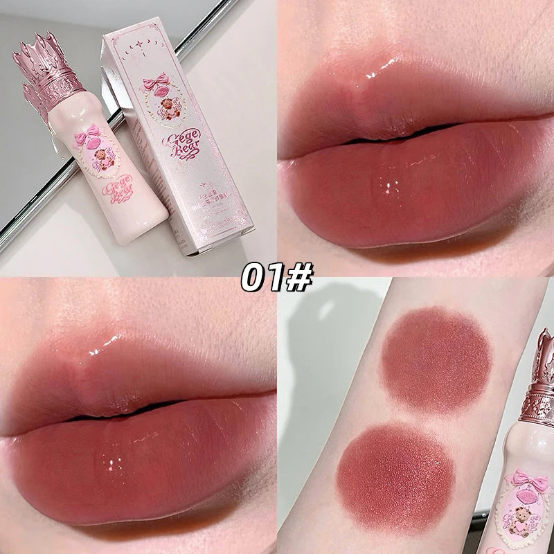 Gege Bear Silky Matte Velvet Lip Mud Moisturizing Non Drying Smooth Long-Lasting Lip Glaze Reddish-brown Autumn&winter Lip Gloss