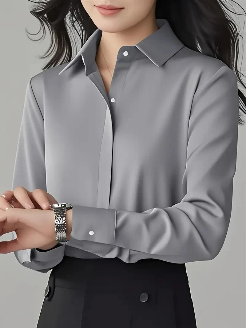 Elegant Long-Sleeve Blouse for Women - Professional & Stylish Office Wear