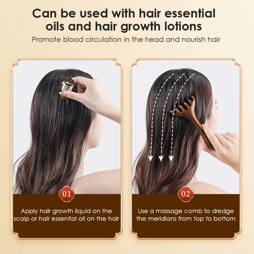 Alwafore Natural Sandalwood Massage Comb Six-Claw Head Acupoint Massage Gua Sha Tool Neck Face Lifting Scraping Massager