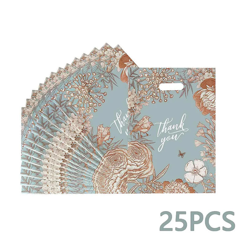 25/50pcs Thank You Plastic Bags,Durable & Stylish Merchandise Shopping Bags with Handles,Convenient Gifting and Carrying