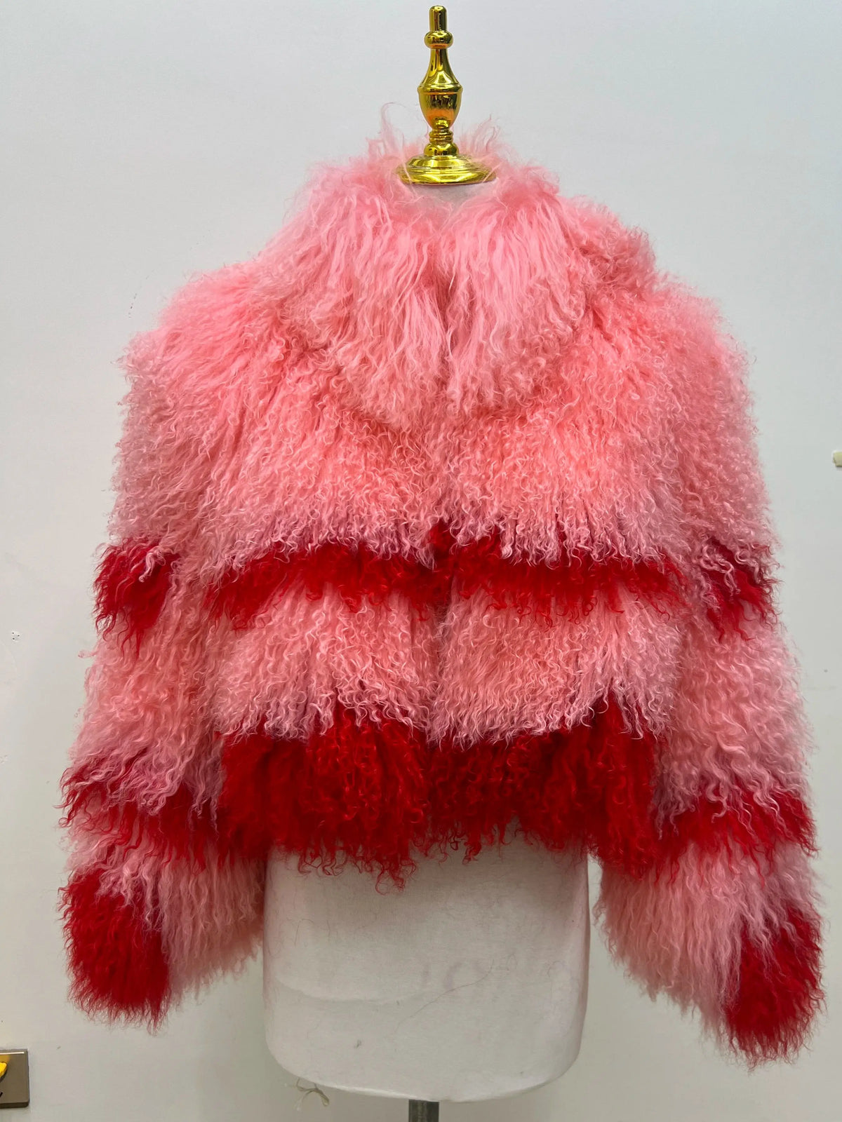 Aulande New Women Winter 100% Real Fur Mongolian Sheepskin Coats Short 40 CM Standing Coller Fashion High Quality Sheep Jacket