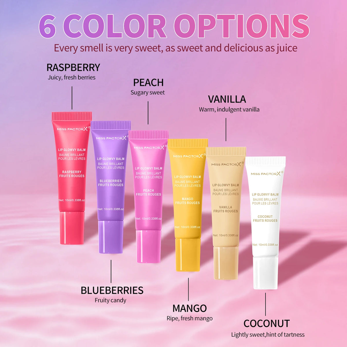 24pcs/box 6-color moisturizing lip gloss - Long lasting moisturizing, nourishing lips, glossy effect, women's gift choice
