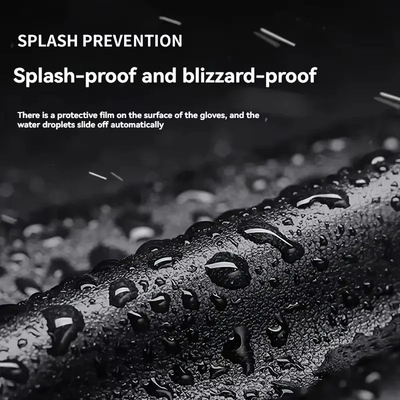Winter Cycling Gloves for Men's Outdoor Waterproof Touch Screen Motorcycle Full Finger Gloves Leather Electric Bike Warm Gloves
