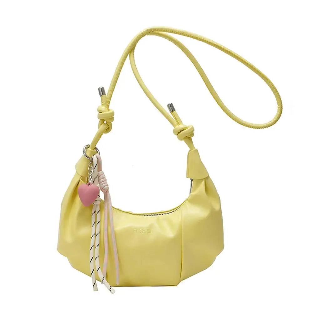 Fashion Ruched Dumpling Bag PU Leather Shoulder Underarm Bags for Women Elegant Pleated Crossbody Purse