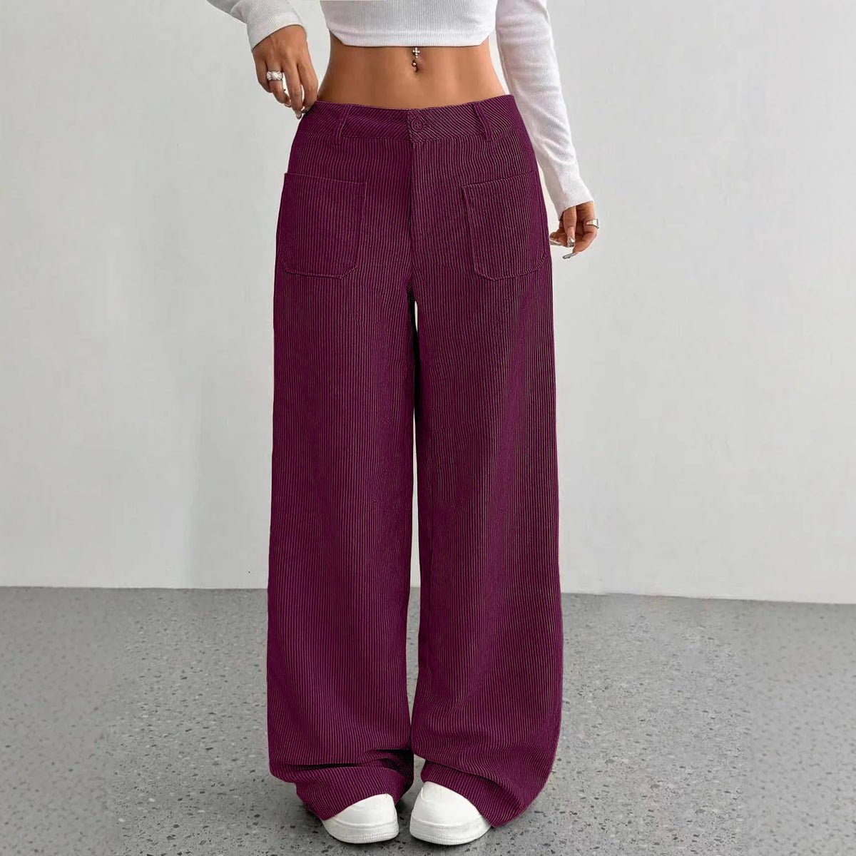 Women Autumn Winter Corduroy Pant Fashion Retro New In Wide Leg Trousers Lady Casual High Waist Solid Pants Street Chic Clothes