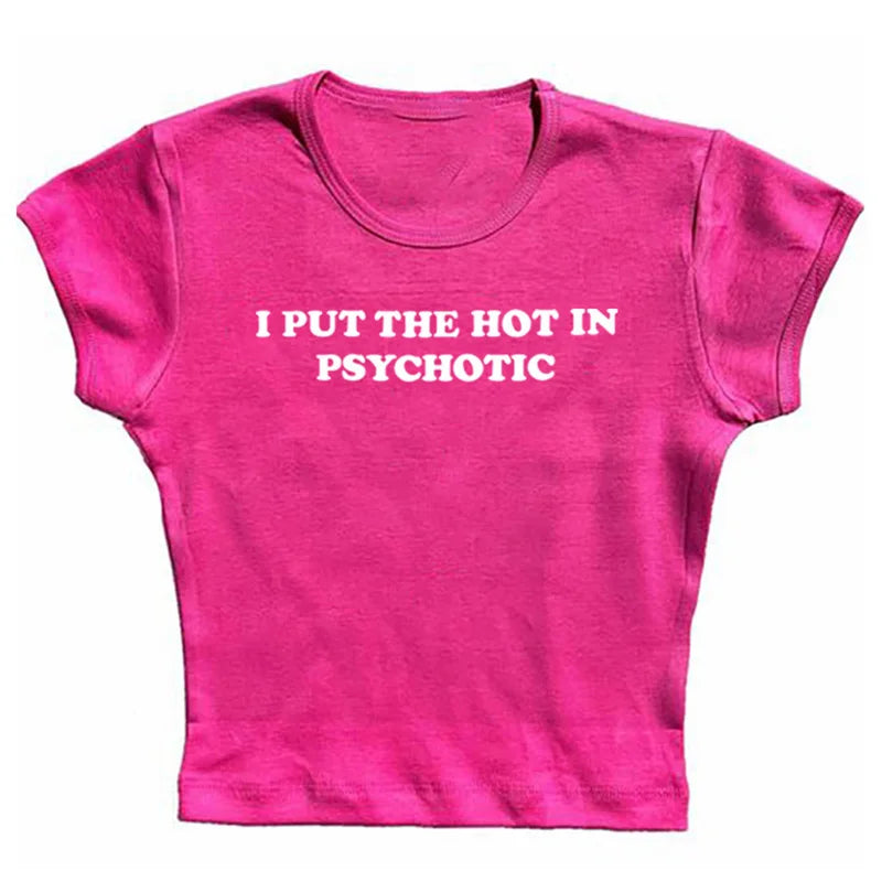 Baby Tee Cute Pink Womens Printed Aesthetic Fairy Crop Tops Y2k Clothes Punk Streetwear Sweet Emo Girls Sexy T-Shirts