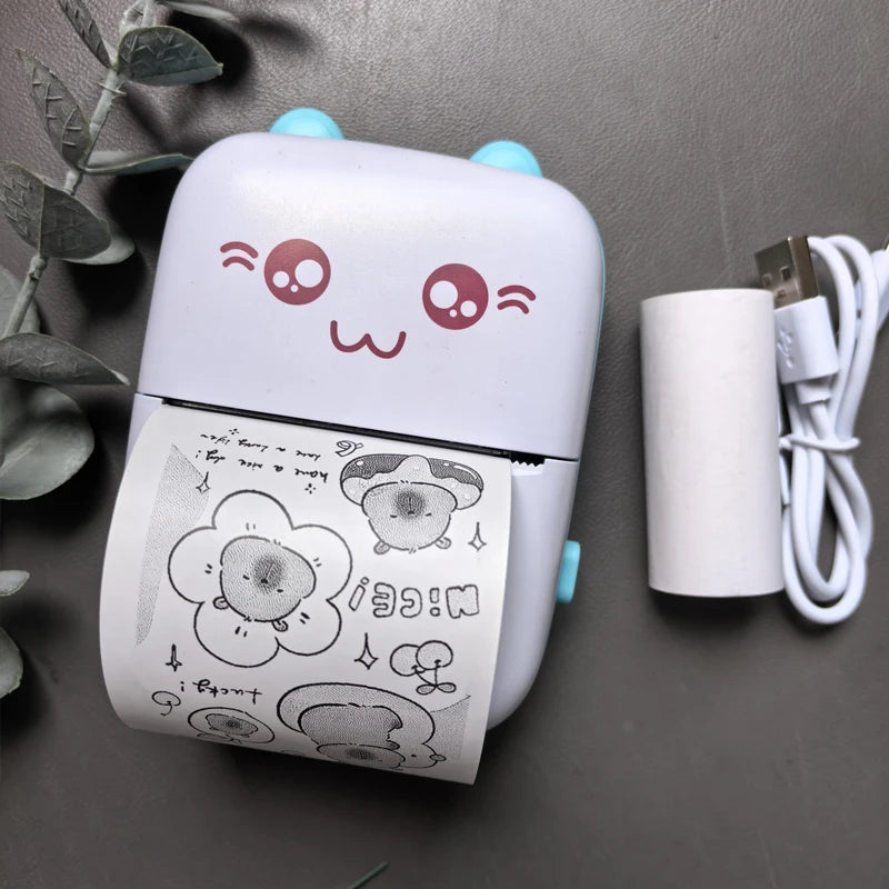Mini Printer Thermal Printing Portable Wireless Receipt Memo Wrong Question Printer for Smartphones And Tablets With USB Cable