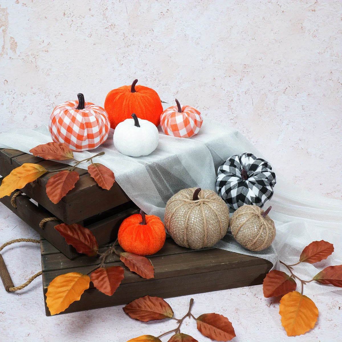 8Pcs Fall Thanksgiving Artificial Pumpkin Autumn Table Centerpiece for Thanksgiving Halloween Party Mantel Farmhouse Decor