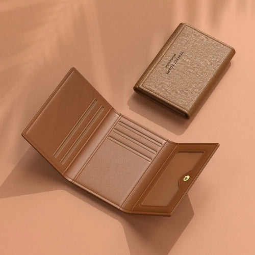 Fashion Leather Men Card Wallets Large Capacity Solid Color Male Purse