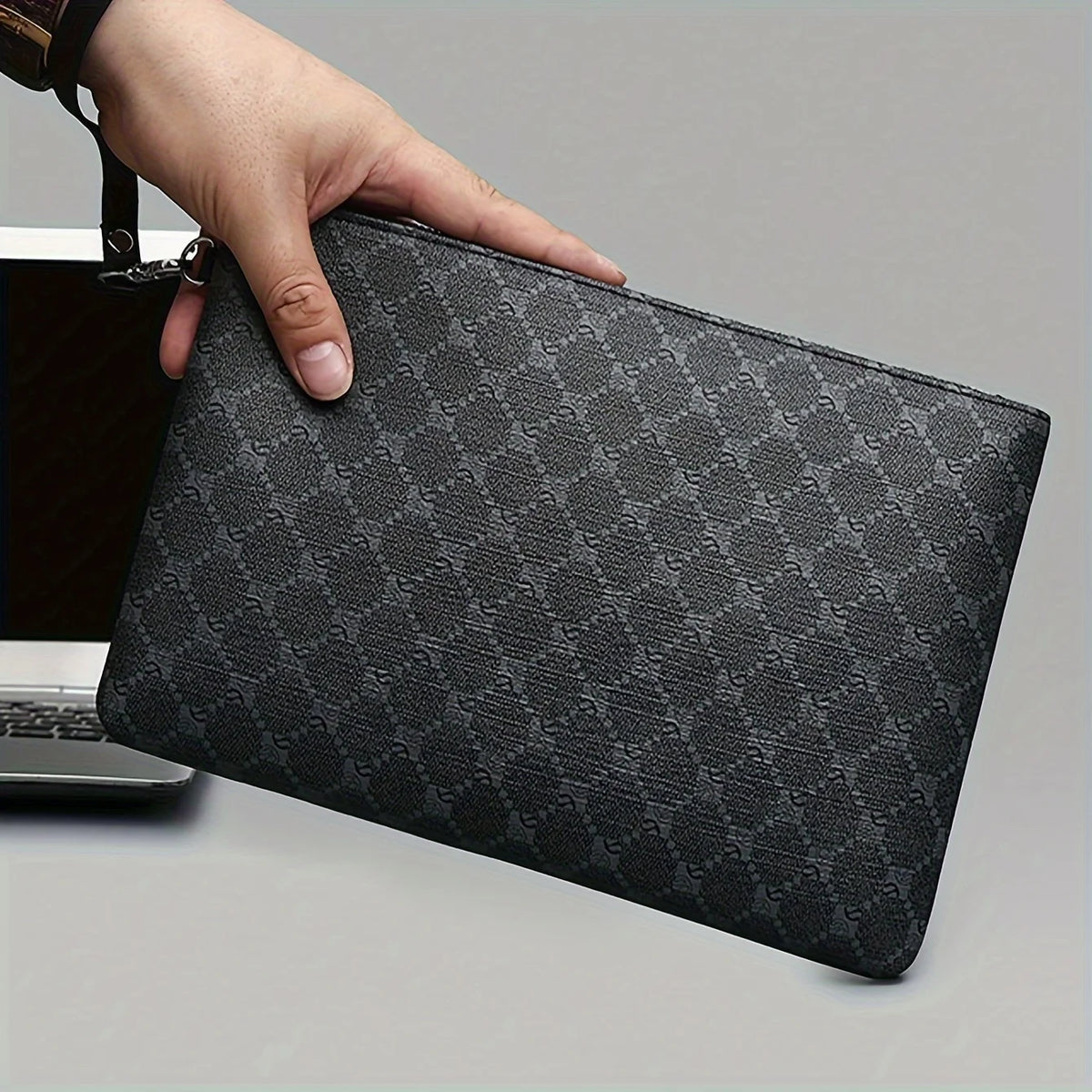 Pu Fashion Men's Clutch Bag Business Large Wallet Wrist Bag Large Coin Purse Storage Bag