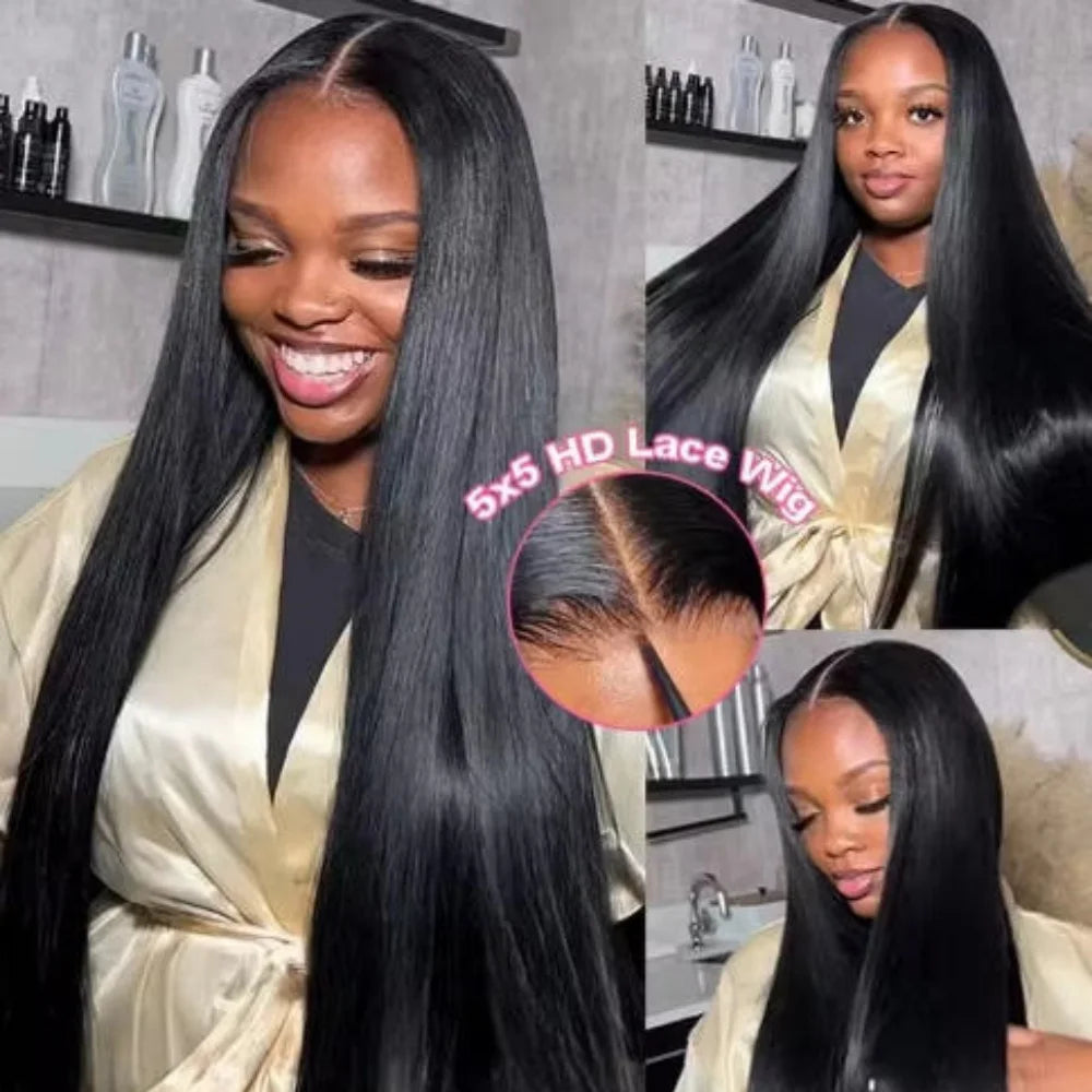 250% Brazilian Straight Human Hair Wigs 13x4 13x6 HD Transparent Lace Front Wigs Pre Plucked Baby Hair Natural Hairline Wigs For Black Women