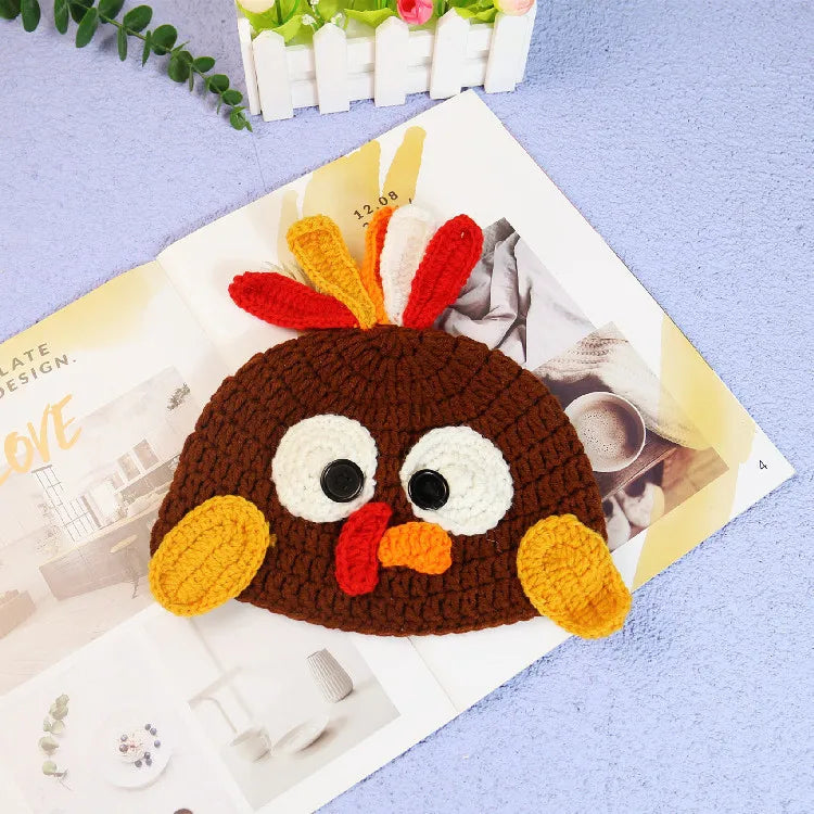 Family Thanksgiving Turkey Cartoon Pullover Hats - Cute Photo Scene Prop, Decorative Kids & Adult Headwear