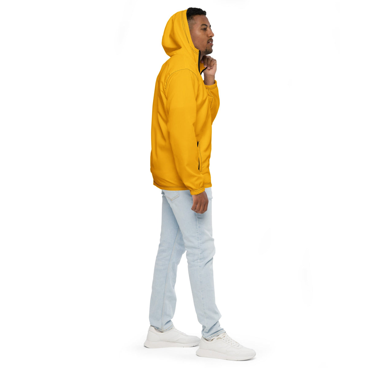 Mens Hooded Windbreaker Jacket - Golden Yellow