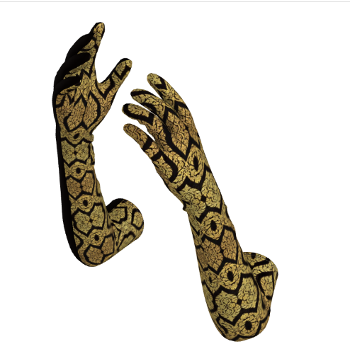 Gold Black Geometric Opera Gloves OS