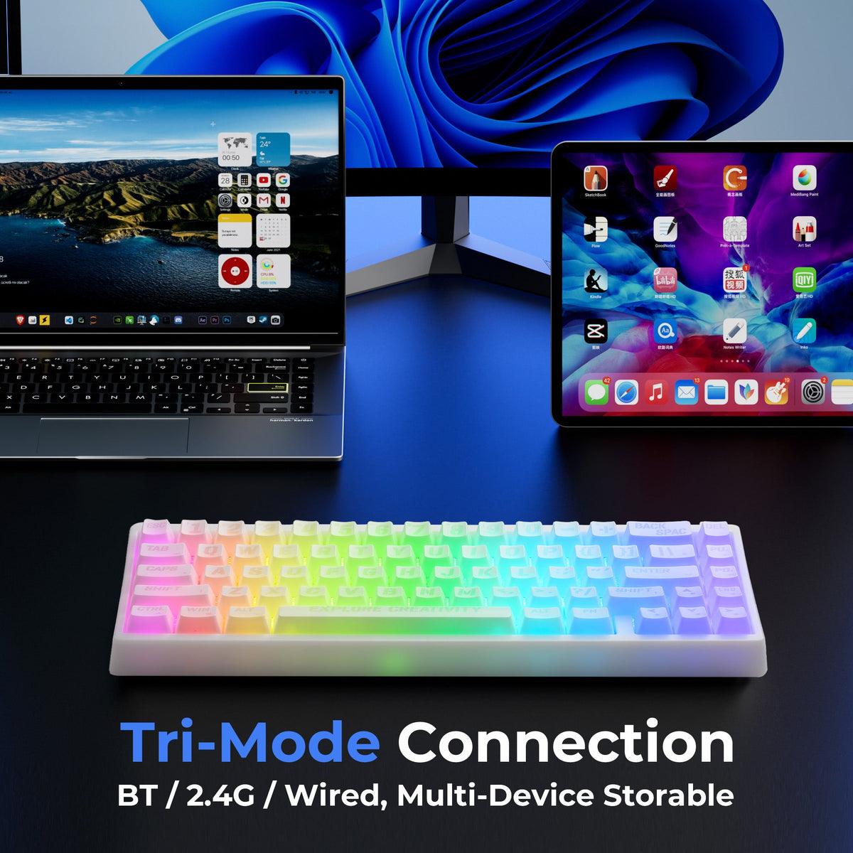 XVX M67 Miami Tri-Mode RGB Mechanical Keyboard
