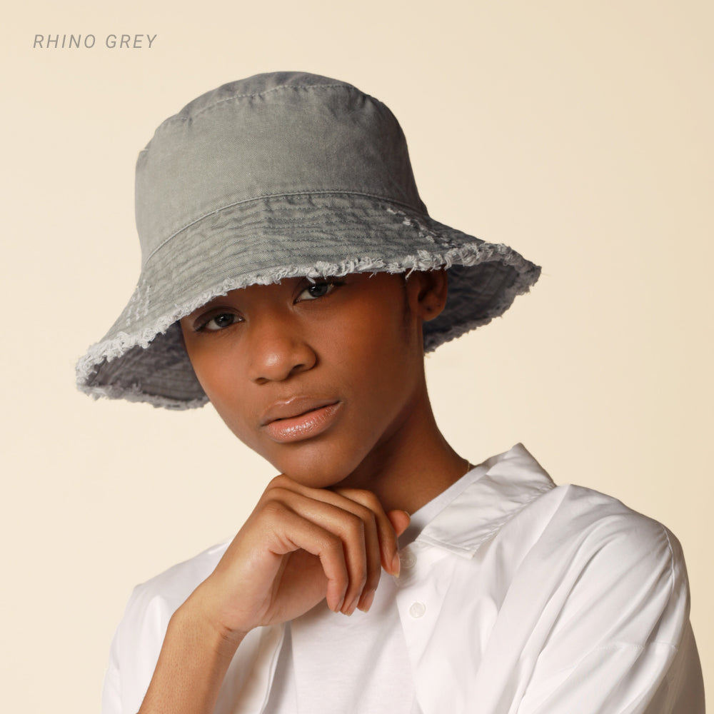 Frayed Cotton Bucket Hat for Summer – Stylish Casual Cotton Sun Hat