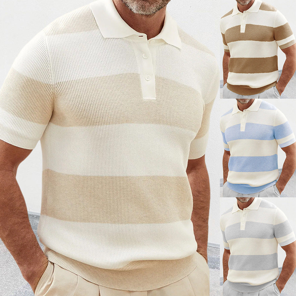 Mens Clothing Summer Fashion Lapel Sweater Short Sleeve Men Clothing
