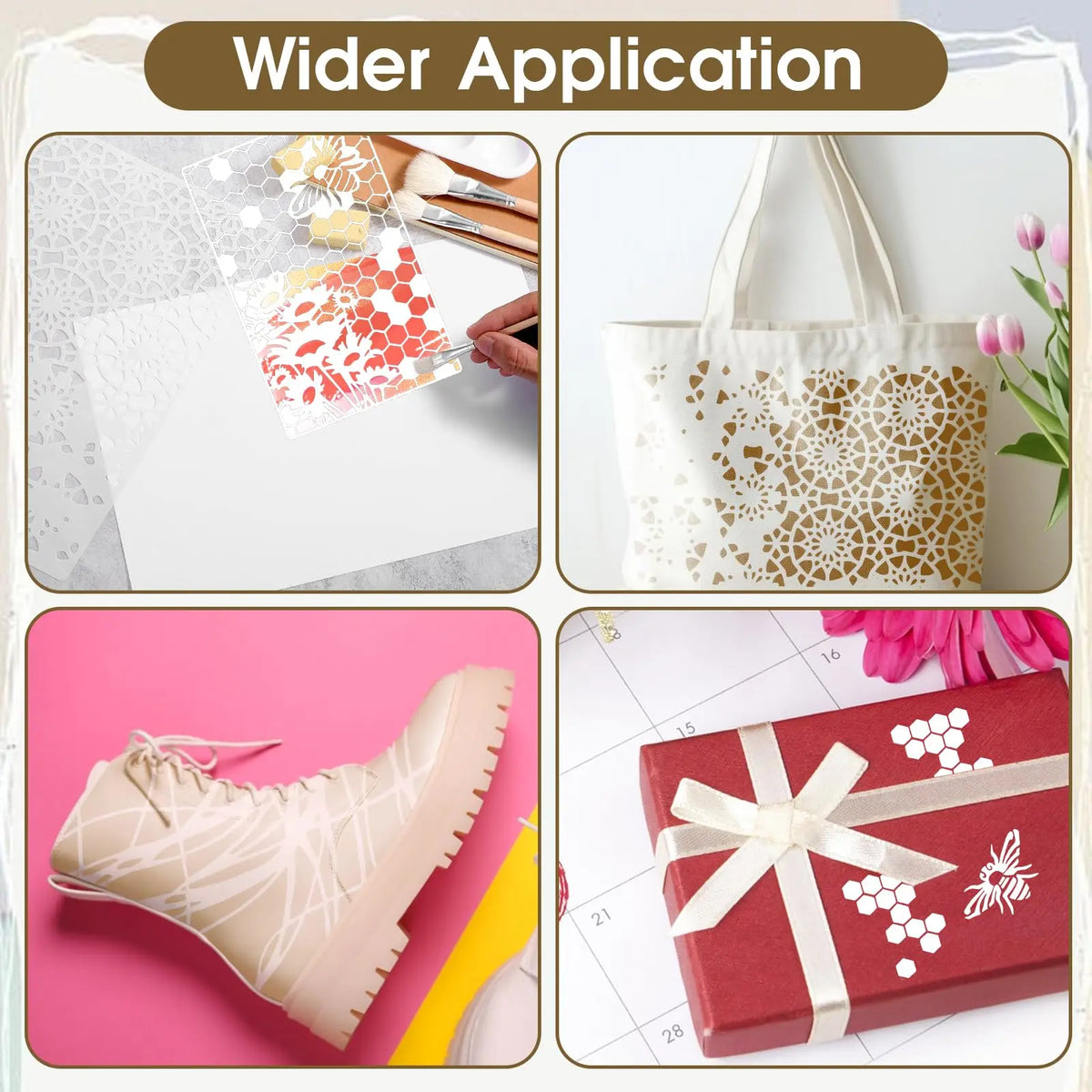 12PCS Christmas Painting Stencil 18×28cm DIY Decoration Template with Tree Reindeer Snowflake Patterns for Wall Fabric Paper
