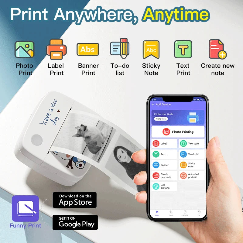 MINI Print Portable Thermal Printer Photo Pocket Thermal Label Printer B1 58mm Printing Wireless Bluetooth Android IOS