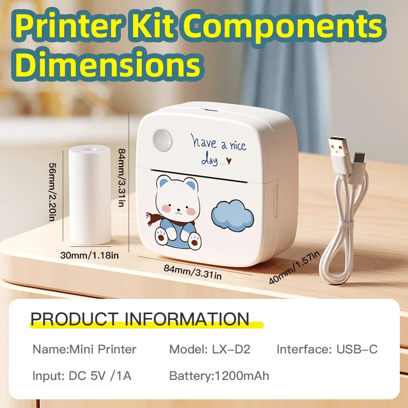 MINI Print Portable Thermal Printer Photo Pocket Thermal Label Printer B1 58mm Printing Wireless Bluetooth Android IOS