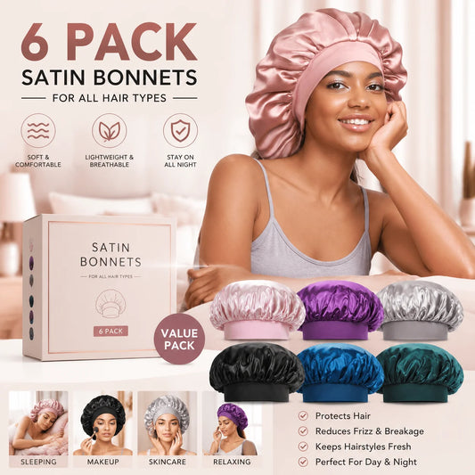 1pc Silk Sleep Cap, Women's Double-Layer Satin Lining, Soft Elastic Band, Suitable For Curly Hair Sleep Wear