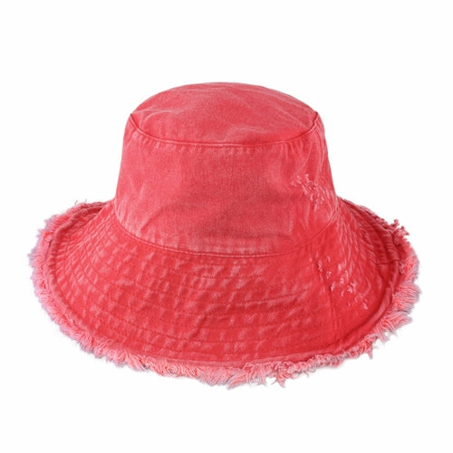 Frayed Cotton Bucket Hat for Summer – Stylish Casual Cotton Sun Hat