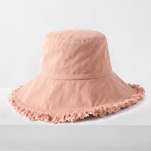 Frayed Cotton Bucket Hat for Summer – Stylish Casual Cotton Sun Hat