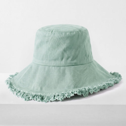 Frayed Cotton Bucket Hat for Summer – Stylish Casual Cotton Sun Hat
