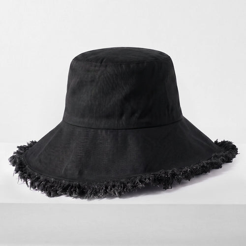 Frayed Cotton Bucket Hat for Summer – Stylish Casual Cotton Sun Hat