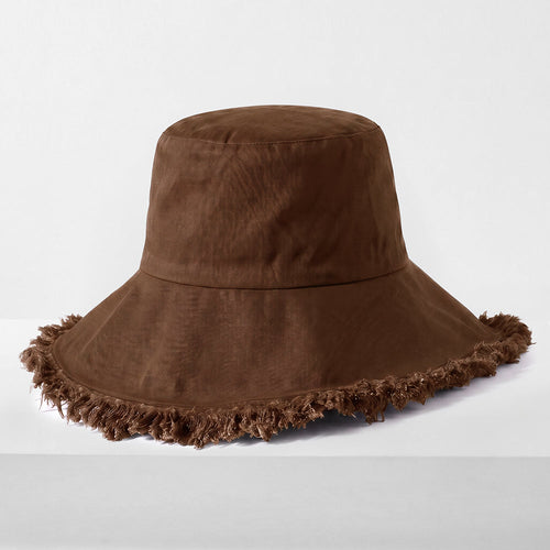 Frayed Cotton Bucket Hat for Summer – Stylish Casual Cotton Sun Hat