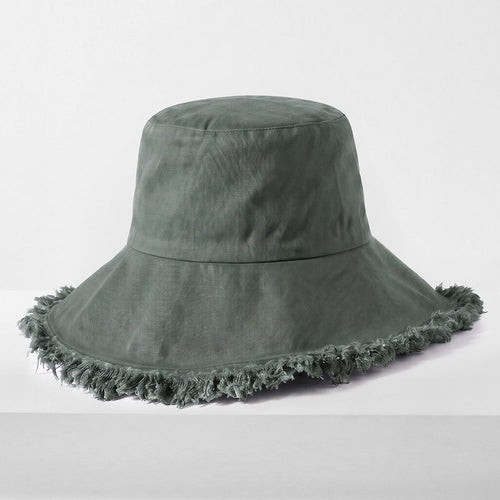 Frayed Cotton Bucket Hat for Summer – Stylish Casual Cotton Sun Hat
