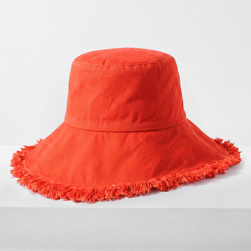 Frayed Cotton Bucket Hat for Summer – Stylish Casual Cotton Sun Hat