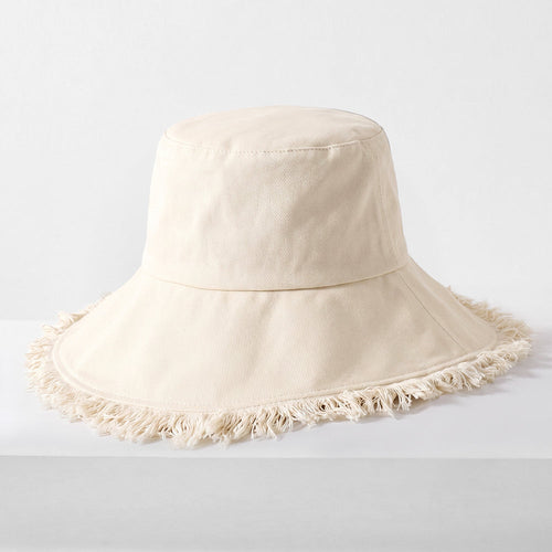 Frayed Cotton Bucket Hat for Summer – Stylish Casual Cotton Sun Hat