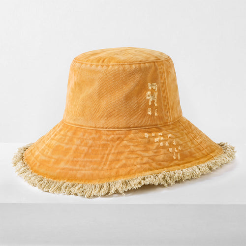 Frayed Cotton Bucket Hat for Summer – Stylish Casual Cotton Sun Hat