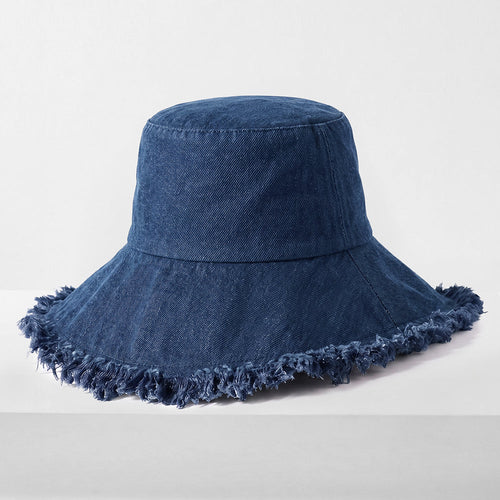 Frayed Cotton Bucket Hat for Summer – Stylish Casual Cotton Sun Hat