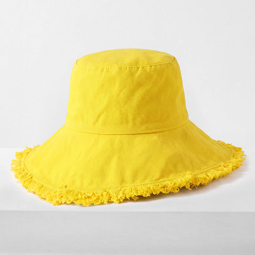 Frayed Cotton Bucket Hat for Summer – Stylish Casual Cotton Sun Hat