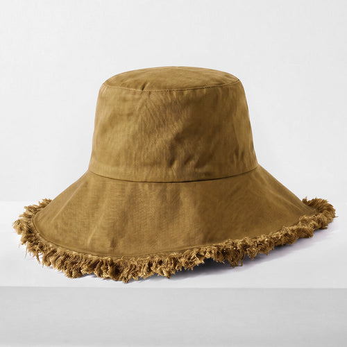 Frayed Cotton Bucket Hat for Summer – Stylish Casual Cotton Sun Hat