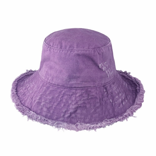 Frayed Cotton Bucket Hat for Summer – Stylish Casual Cotton Sun Hat