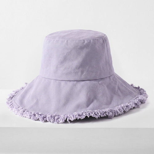 Frayed Cotton Bucket Hat for Summer – Stylish Casual Cotton Sun Hat