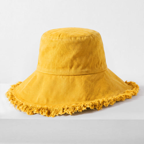 Frayed Cotton Bucket Hat for Summer – Stylish Casual Cotton Sun Hat