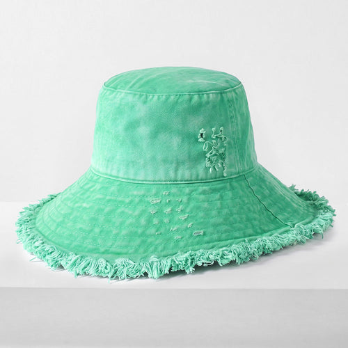 Frayed Cotton Bucket Hat for Summer – Stylish Casual Cotton Sun Hat