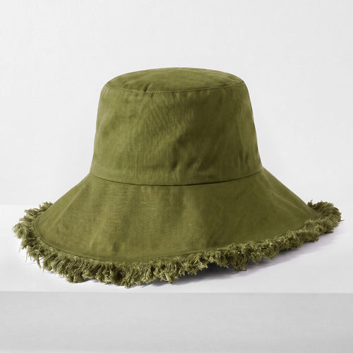 Frayed Cotton Bucket Hat for Summer – Stylish Casual Cotton Sun Hat