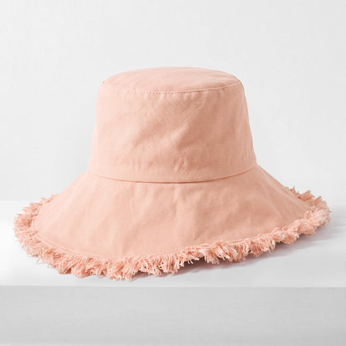 Frayed Cotton Bucket Hat for Summer – Stylish Casual Cotton Sun Hat