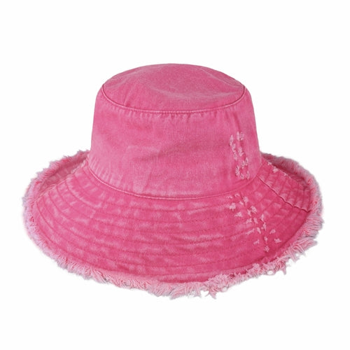 Frayed Cotton Bucket Hat for Summer – Stylish Casual Cotton Sun Hat