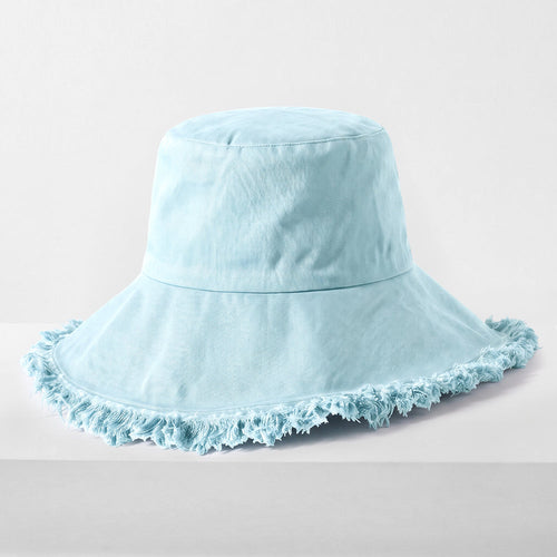 Frayed Cotton Bucket Hat for Summer – Stylish Casual Cotton Sun Hat